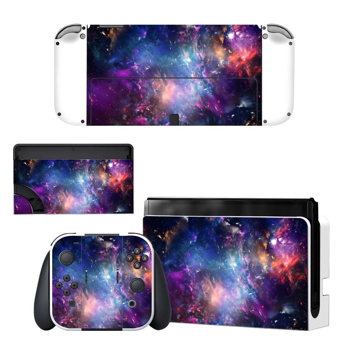 Full Body Protective Cover Skin Decal Compatible Nintendo Switch Oled Game Console Controller Decor 1set Starry Colorful Sticker 