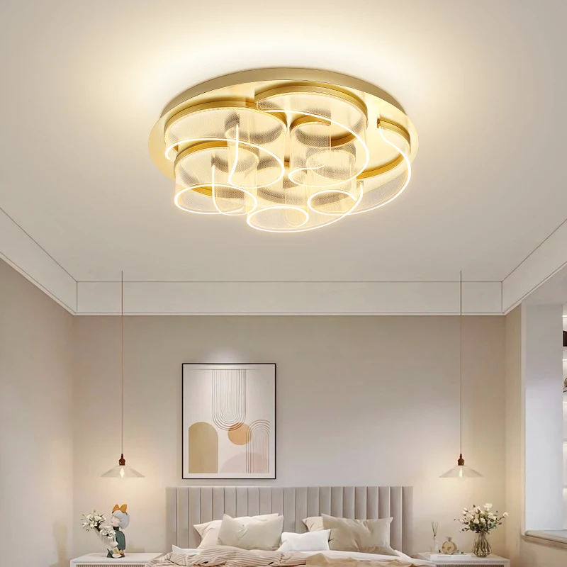 Lampadari moderni e minimalisti per soggiorno atmosfera Led lampada da soffitto con montaggio a incasso lampadario in oro per sala ristorante di lusso nordico