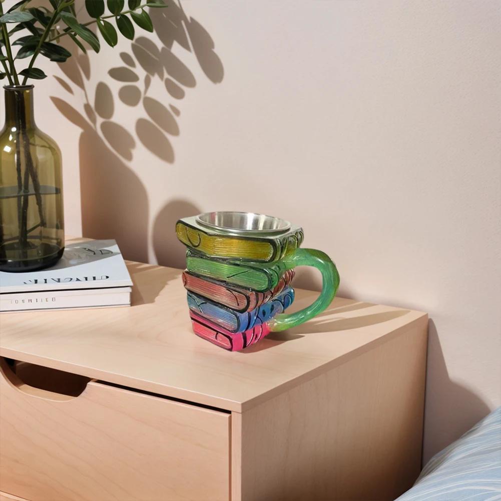 Novelty 3D Painted Books Coffee Mug Unique Books Stack Coffee Cup Creative Drinking Cup Collection Gifts for Literature Lovers