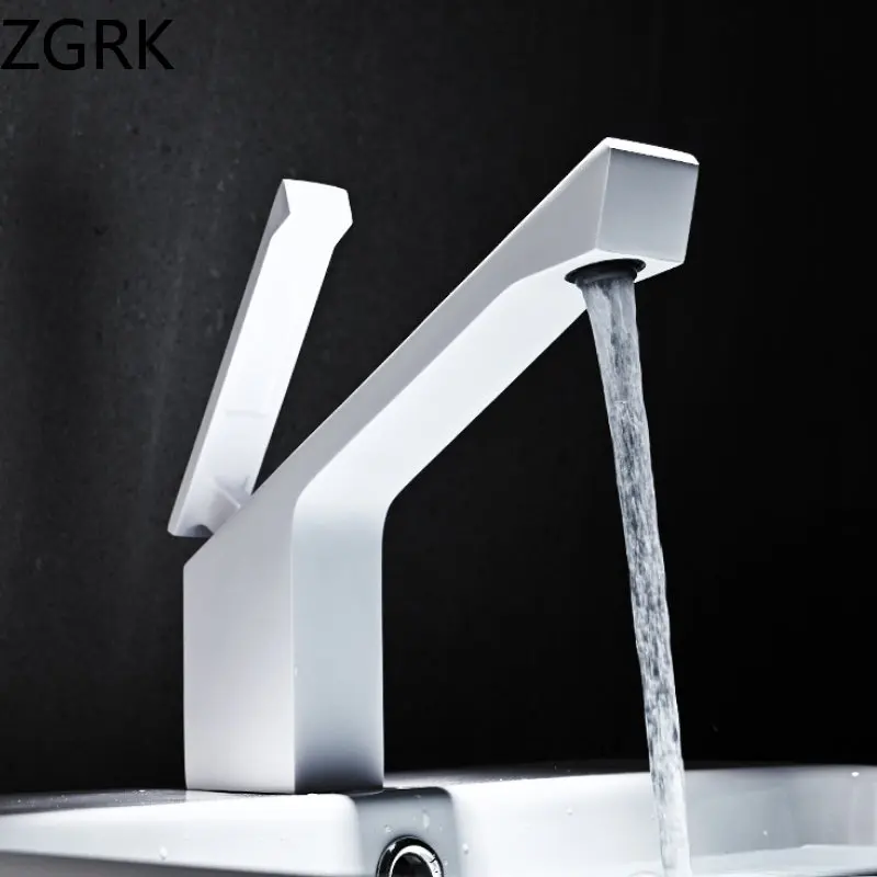 

Faucet Bathroom Solid Brass White Basin Tap Cold and Hot Mixer Basin WaterTap Single Handle Single Hole torneiras do banheiro