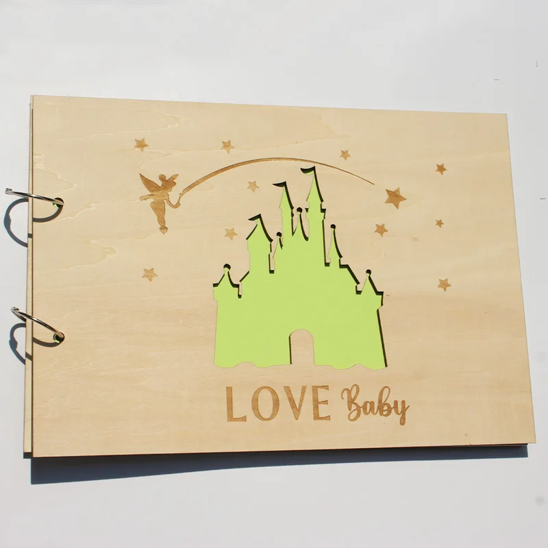 Personalised Wooden Guest Book, Handmade Photo Album Scrapbook Anniversary Wedding Memory Mother's Day Gift Baby Shower Favors