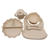 Children's Dinner Plate Pumpkin Divided Plate with Meal Bib Learning Cup with Suction Cup Autonomous Feeding and Eating Training 1