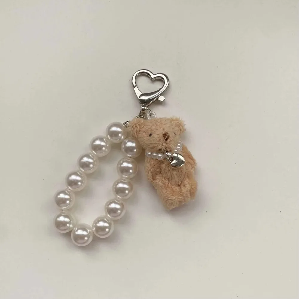 Imitation Pearl Teddy Bear Mobile Phone Chain Gift Hanging Ornament Doll Pendant Handbag Pendant Doll Bag Charms Pendant