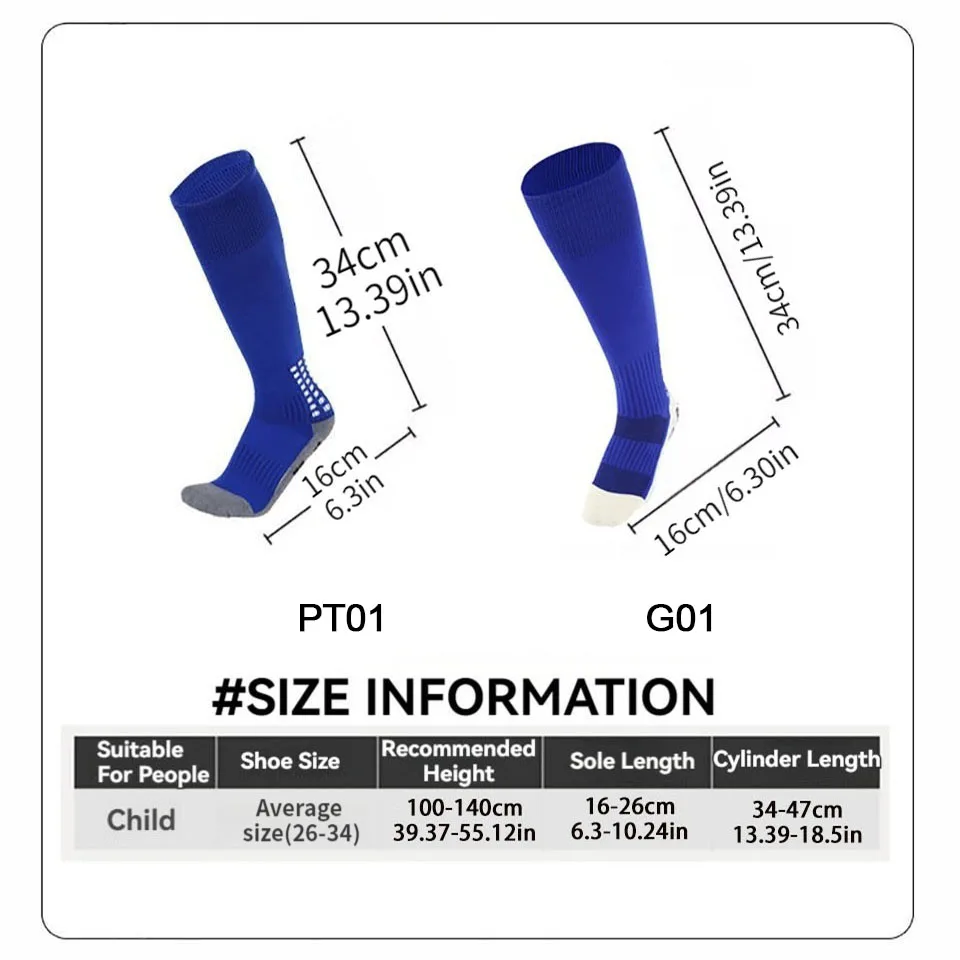 Loogdeel 1Pair 26-34 Knee-High Soccer Socks Children Long Tube Stockings Towels Thickened Bottom Girls Boys Football Sports Sock
