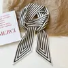Women Narrow Thin Scarf Striped Long Silk Scarf Women Handle Bag Ribbons Multi-Function Decorative Neckerchief Hair Tie Band 5