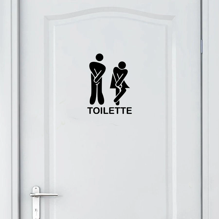 Bathroom Toilet Sign Vinyl Sticker Decals for France Home Decorative Stickers