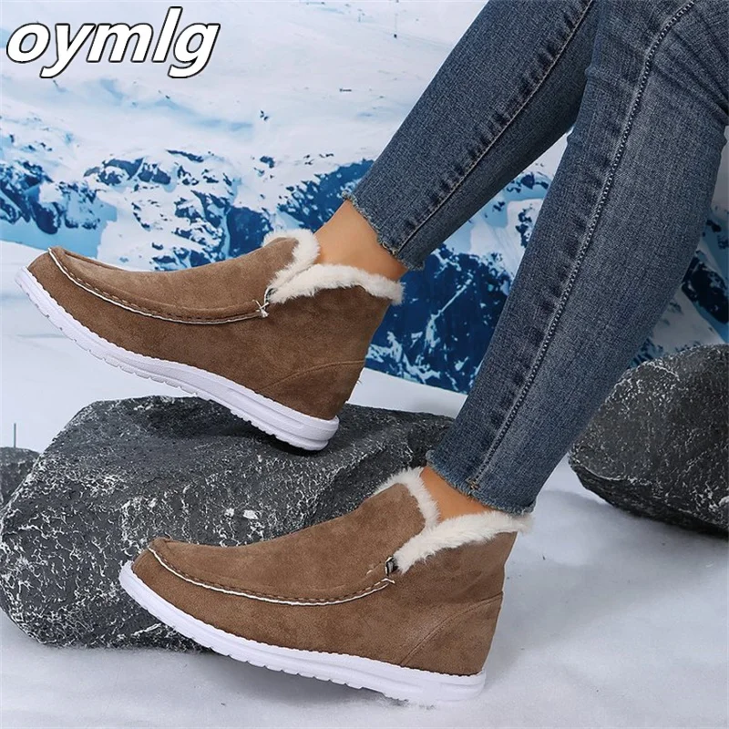 Thick Sole Home Fur Slippers for Women 2023 New Fashion Lightweight Warm Anti slip Comfortable Snow Boots for Women