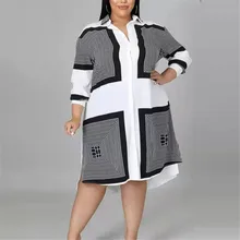 

Plus Size Women's Shirt Dress Long Temperament Commuter Loose Print Women Long Sleeve Autumn Spring New 2022 Female Clothing