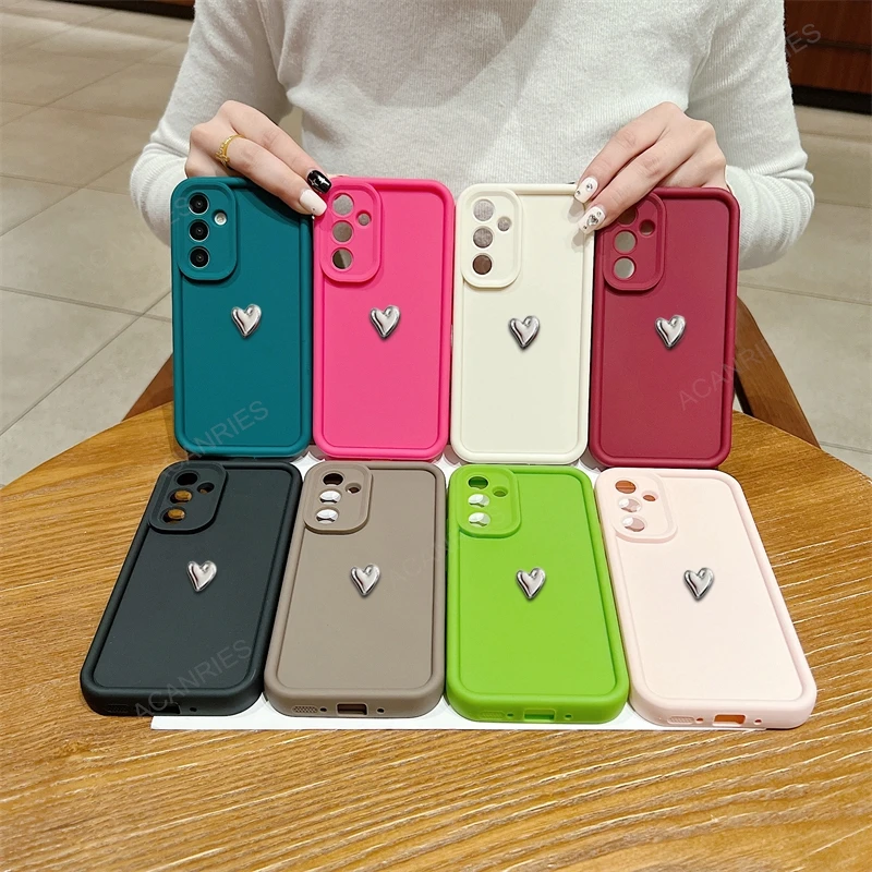 Silver Heart 3D Silicone Soft Case with Matte Back Cover