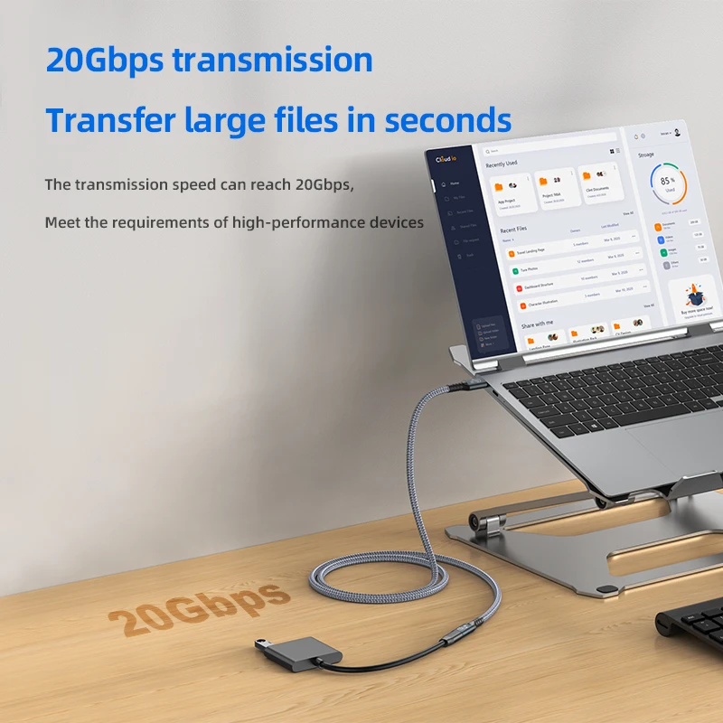 USB 유형 C 연장 케이블 3.2 USB-C-유형-C 암 연장기 PD240W Thunderbolt 3 MacBook Nintendo Switch용 충전 데이터 코드