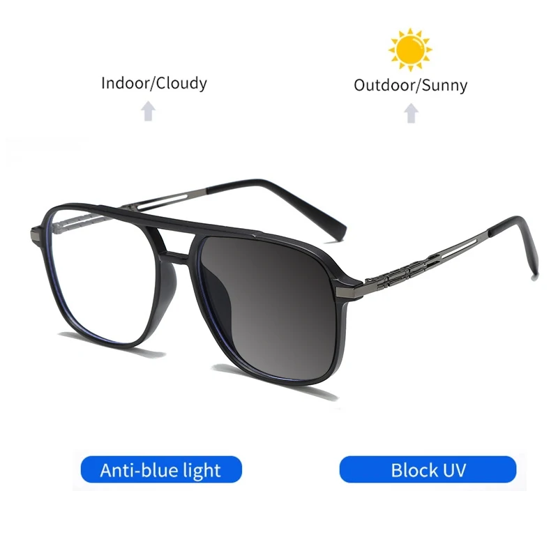 Occhiali Da Lettura Pilota Con Montatura Grande Di Marca Vintage Donna Uomo Occhiali Da Vista Oversize Neri Classici Occhiali Anti Luce Blu - Foto 10