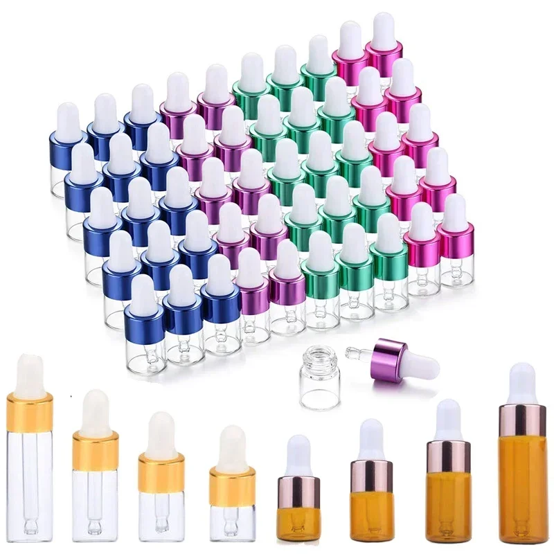 

10Pcs Empty 1/2/3/5ml Glass Dropper Bottles Mini Essential Oils Dropper Vials For Sample Cosmetic Perfume Lotion Aromatherapy