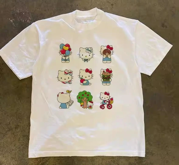 2026 Sanrio Hello Kitty Women 's T - Shirt Casual Short-sleeve Round ...