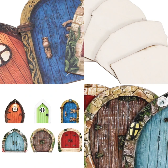 Miniatűr Tündér Gnome Ajtó Figurák Elf Otthon Az Udvar Művészeti Kerti Fa Szobor Szobrok Dekoráció Szabadtéri Tündérkert - Image 2