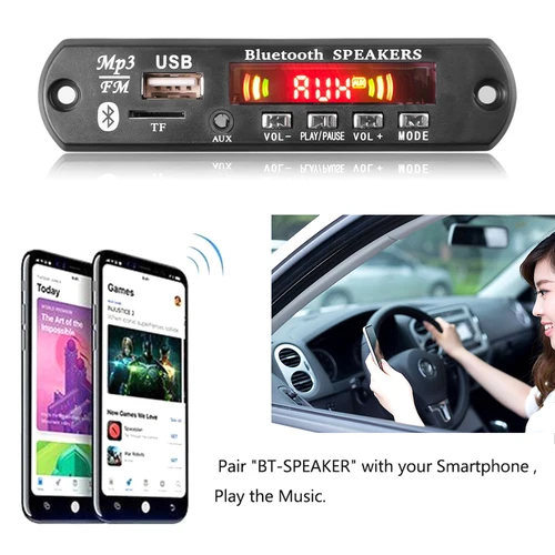 Kebidu 무선 블루투스 5.0, 차량용 MP3 WMA 디코더 보드, 5V 오디오 모듈, USB AUX TF FM 라디오 모듈, 2*3W 앰프, 12V 5