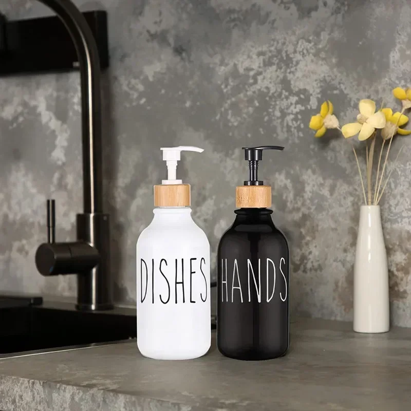 Soap Dispenser Foaming Soap Dispenser Soap Dispenser Bottle 500ML Hand Soap & Dish Soap Dispenser Wood/Plastic Pump Empty Bottle Kitchen Counter Bathroom Lotion Container