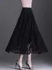 Plus Size Women Lace Skirt Women Niche Autumn New Mid-length Skirt with Large Hem Mesh and Empty Elegant Pleated Vintage Skirt 2