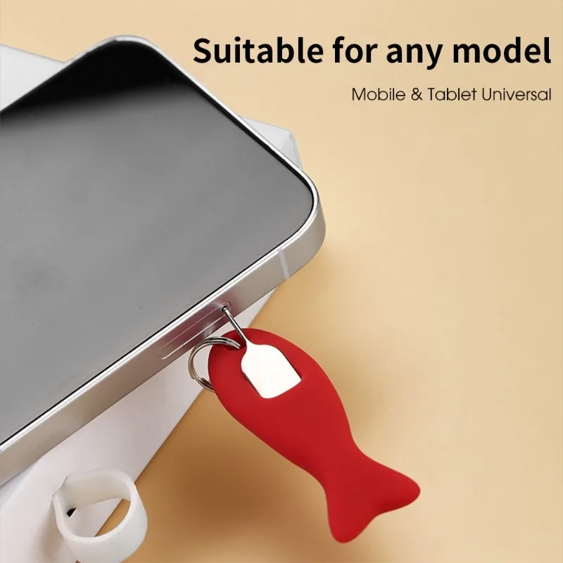 SIM Card Tool For SIM Card Removal Needle Pin Anti-lost Tray Keychain Split Rings Phone SIM Card Storage Silicone Case Ejecter Tool Needles