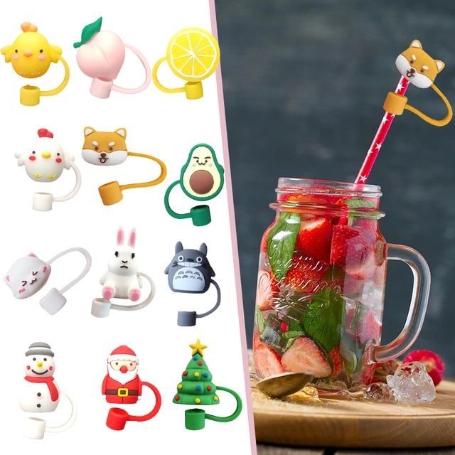 Silicone Straw Plug Reusable Airtight Drinking Dust Cap Cup Accessories  Cartoon Plugs Tips Cover Suit Water Bottle Straw Plug - AliExpress