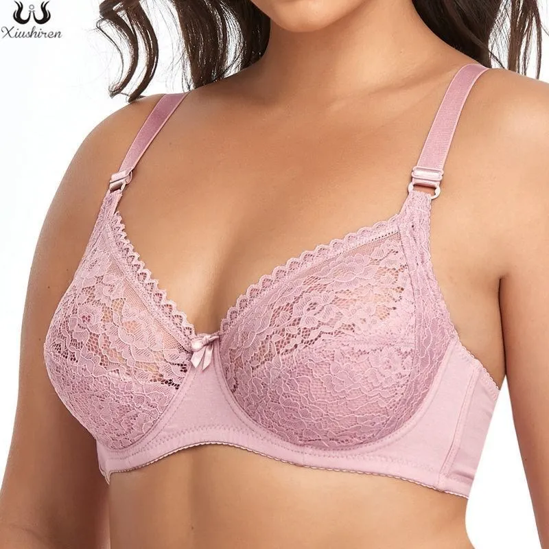 Xiushiren Franse Stijl Perspectief Kanten Beha Ultra Dunne Katoenen Ondergoed Volledige Cup