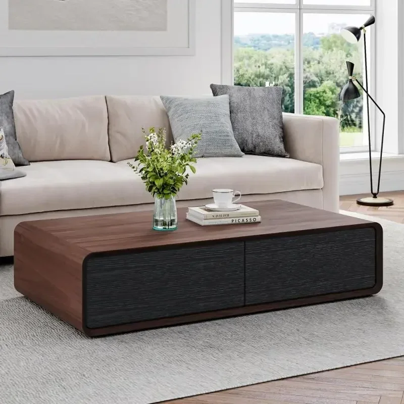 Walnut Black Modern 51" Rectangular Coffee Table