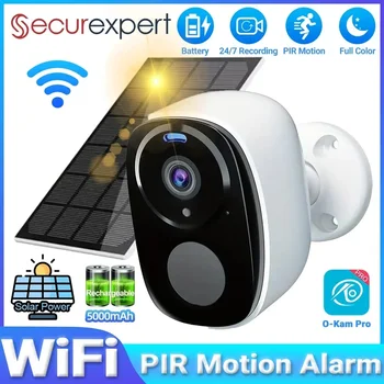 2K 5MP Solar Security Camera Wireless Outdoor Color Night Vision Battery Powered Support 2.4G WiFi, PIR, Waterproof, 2-Way Alexa 1