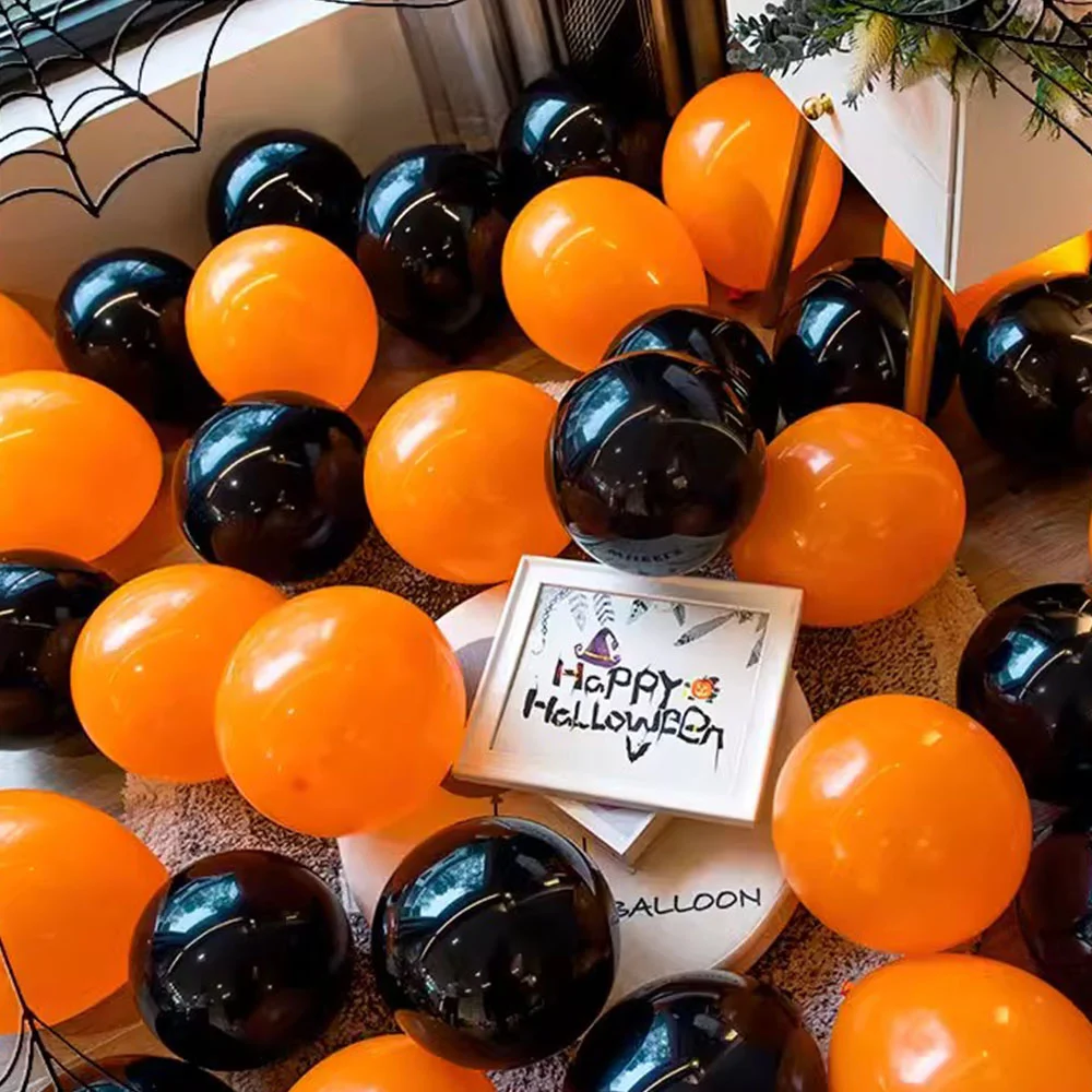 

15pcs Orange Black Latex Balloon Halloween Party Decoration Birthday Wedding Set Halloween Festival Decoration Supplies