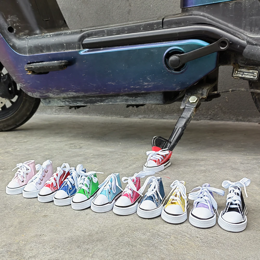Kickstand Shoe Covers for Motorcycles - Cute Mini Canvas Design, Set of 2