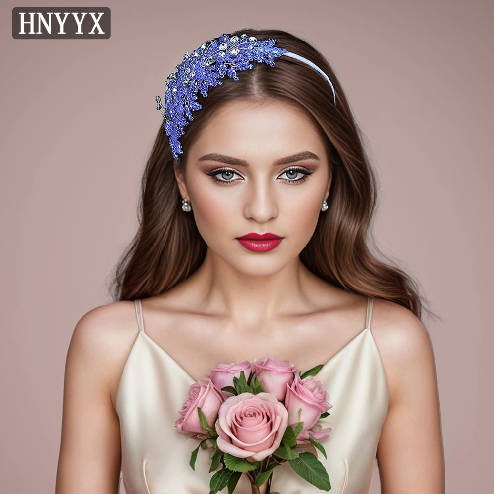 HNYYX Korean Luxury Crystal Headband Geometric Beaded Non Slip Headwear Princess Party Head Hoop Bridal Hair Accessories A193
