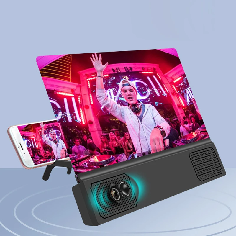 Amplificador de Pantalla para Teléfono Móvil con Altavoz, Lupa de Video, Soporte Plegable 3