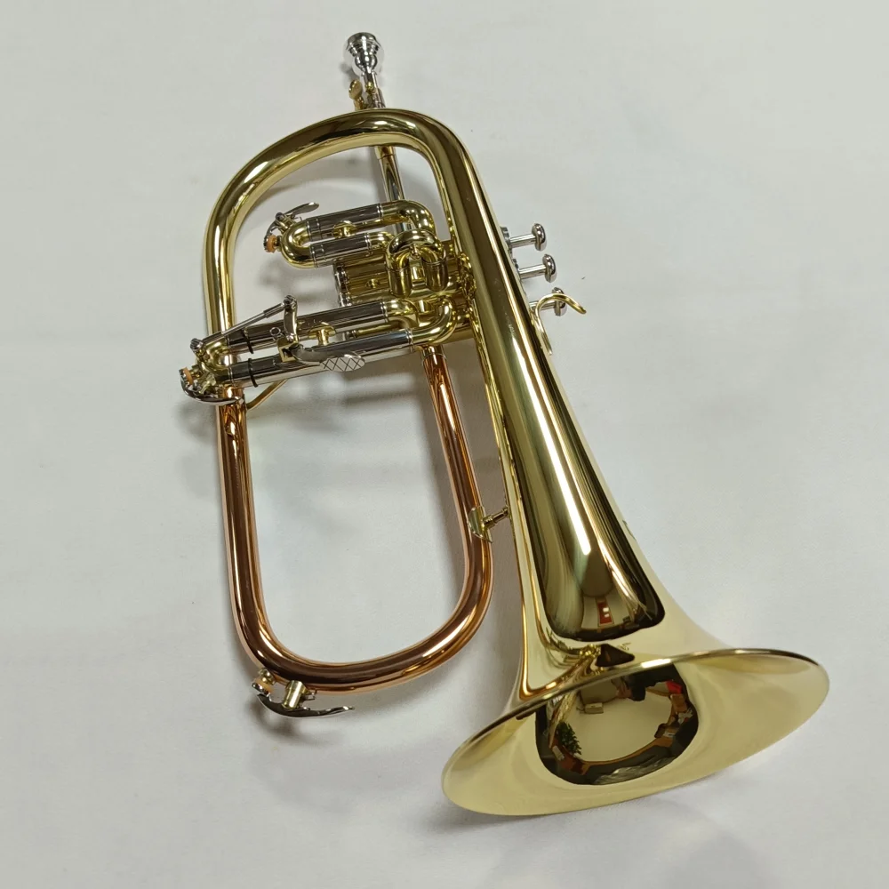 Brass body Gold lacquer Tone Bb Flugelhorn