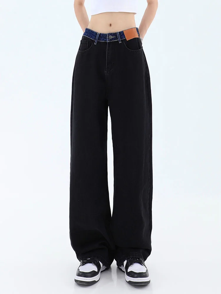 

New Design Streetwear Vintage High Waist Black Jeans Women Korean Version Of Loose And Floor-Length Fashion Pants 2022 Autumn