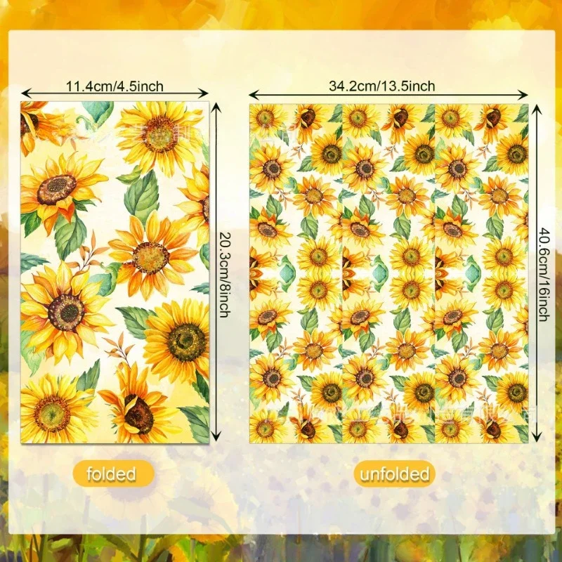 20pcs/Pac 30.2*40.6cm 2-Ply Sunflower Sunflower Long Tissue Paper Party Holiday Disposable Paper Placemat Party Decoration