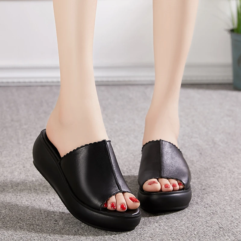 Slippers Women Summer New 2024 Wedges Shoes For Woman Flat Platform Sandals Open Toe Fairy Style Ladies High Heels