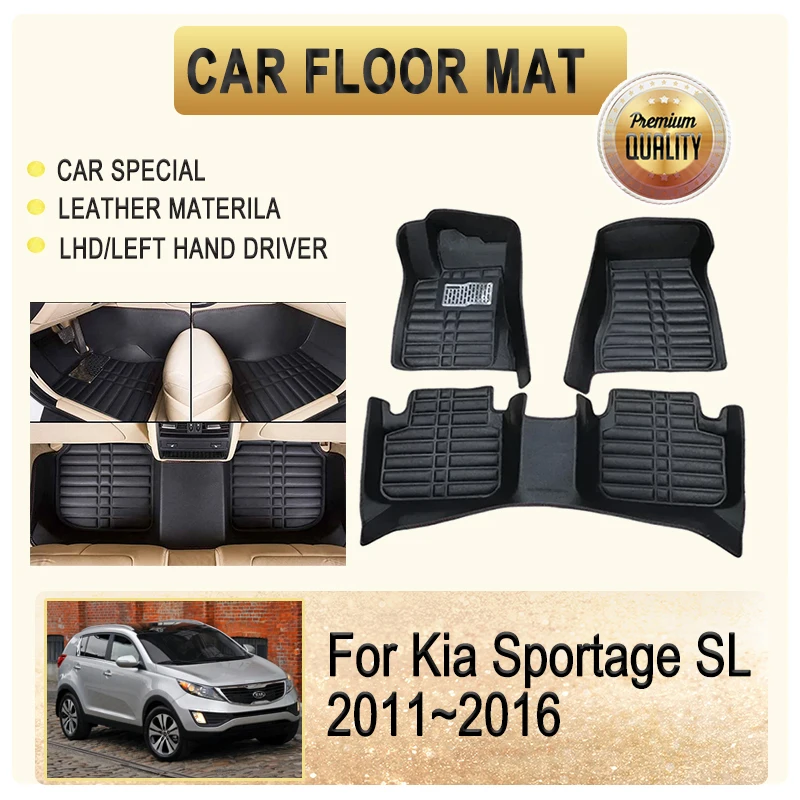 

Car Floor Mats For Kia Sportage MK3 SL 2011 2012 2013 2014 2015 2016 Leather Pads Foot Carpet Left Hand Driver Cover Accessories