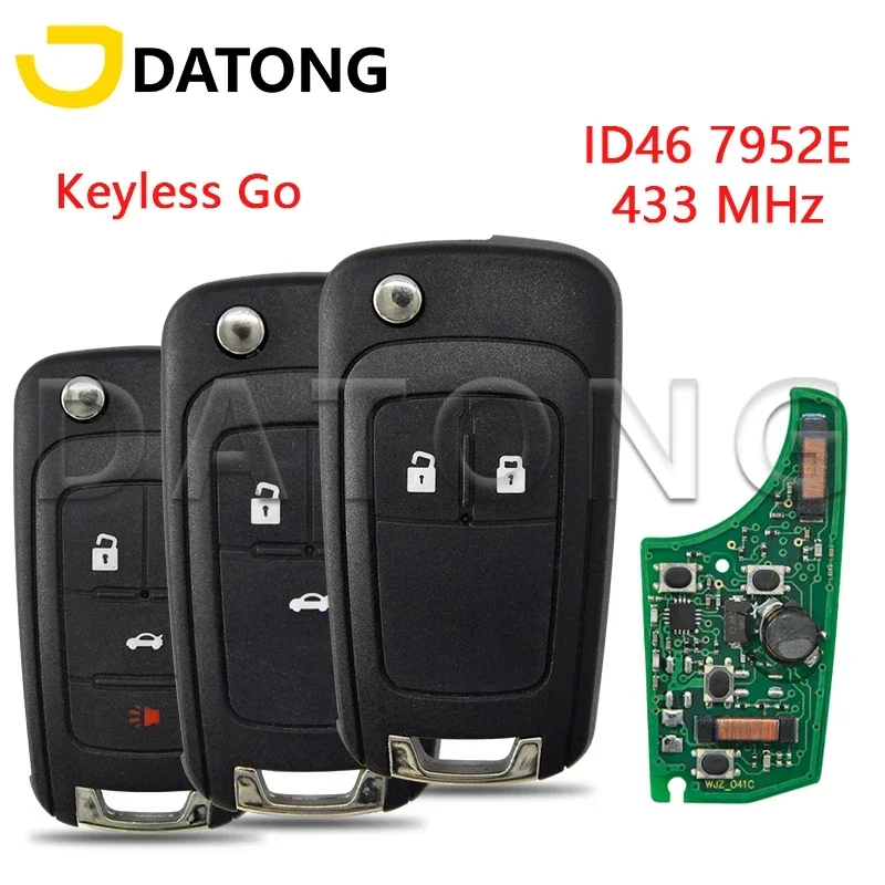 

Datong World Car Remote Control Key For Chevrolet Cruze Aveo Camaro Equinox Malibu Orlando Trax ID46 PCF7952E 433MHz Keyless Go