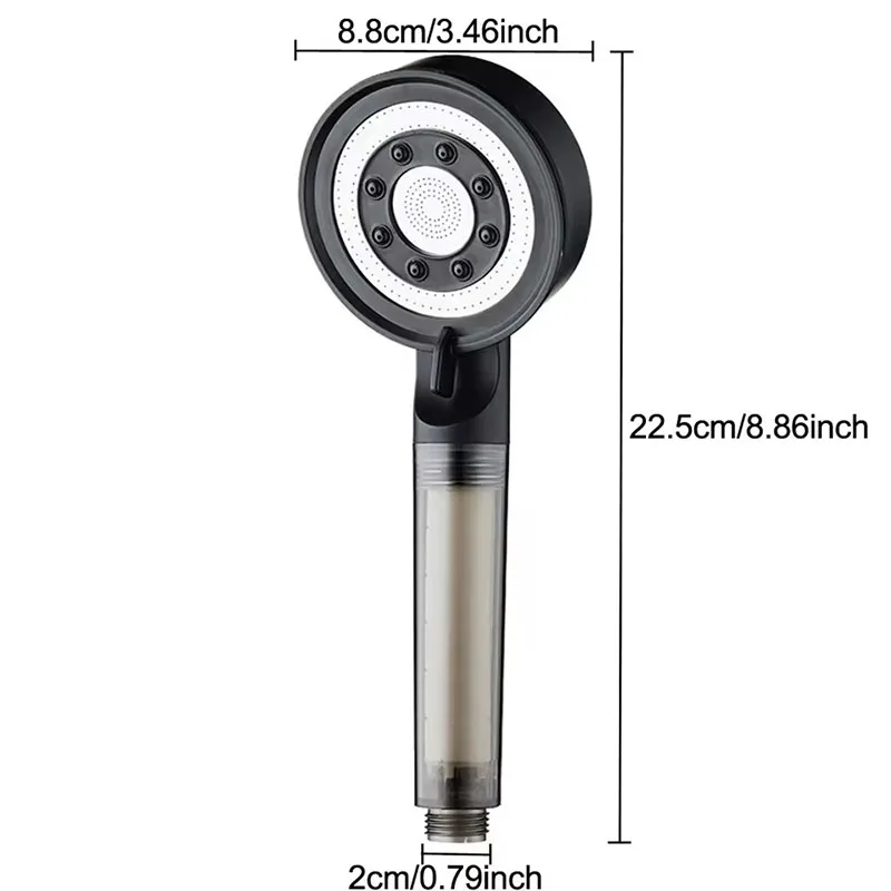 Shower Head High Pressure 5 Modes Water Saving Nozzle Powerful Pressurized, Bathroom High-pressure Water Gun Booster Shower Head