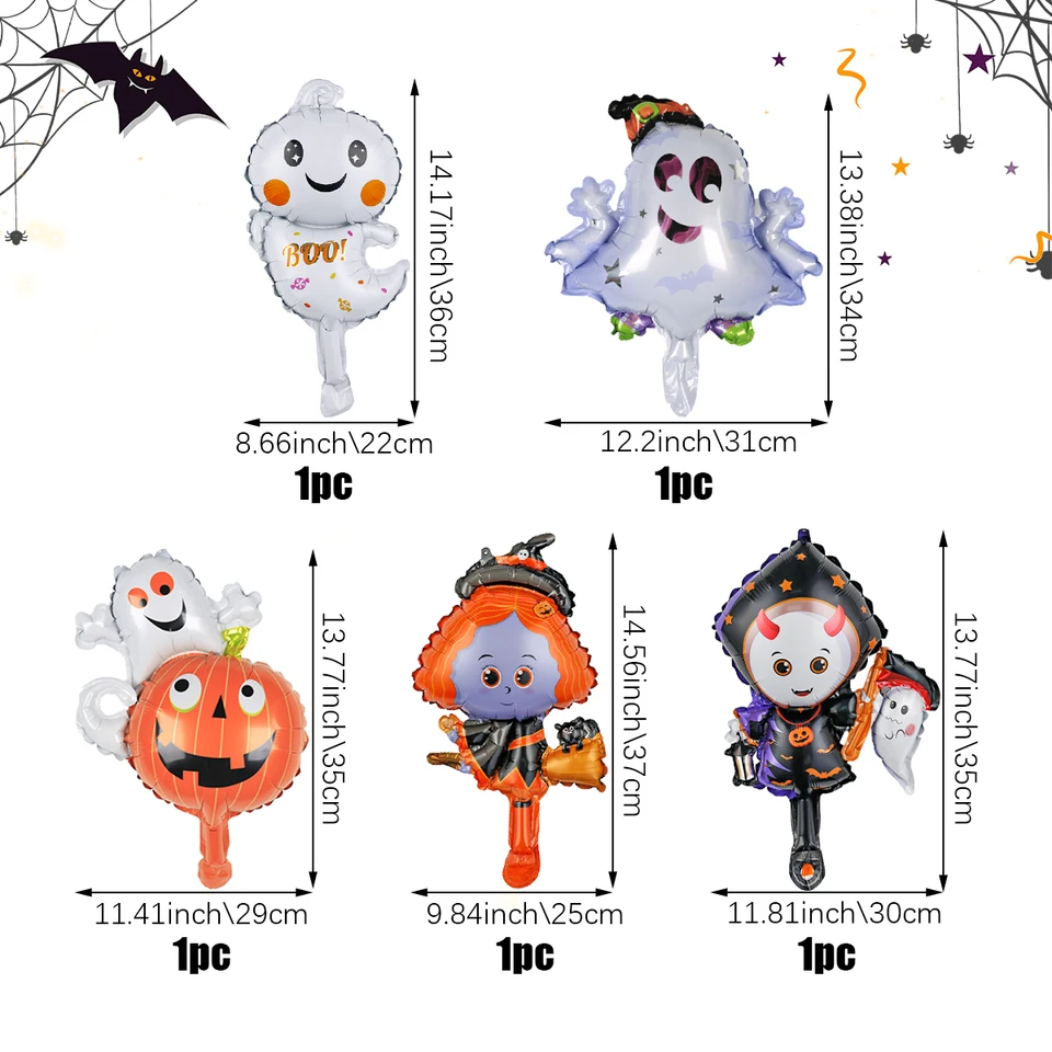 Foil Balloons For Halloween Party 12 Halloween Foil Balloons Set – Large Pumpkin, Ghost, Bat & Spider Balloons For Party Decor Halloween Party Balloons