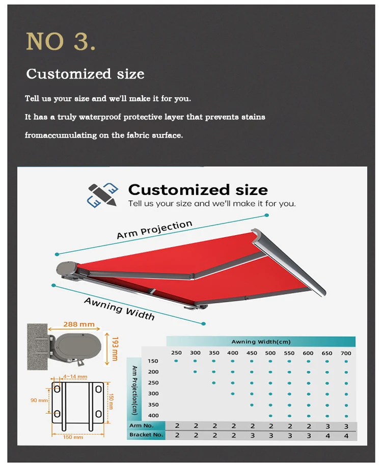 Outdoor Electric Full Box Awning with Intelligent Remote Control Automatic Teles