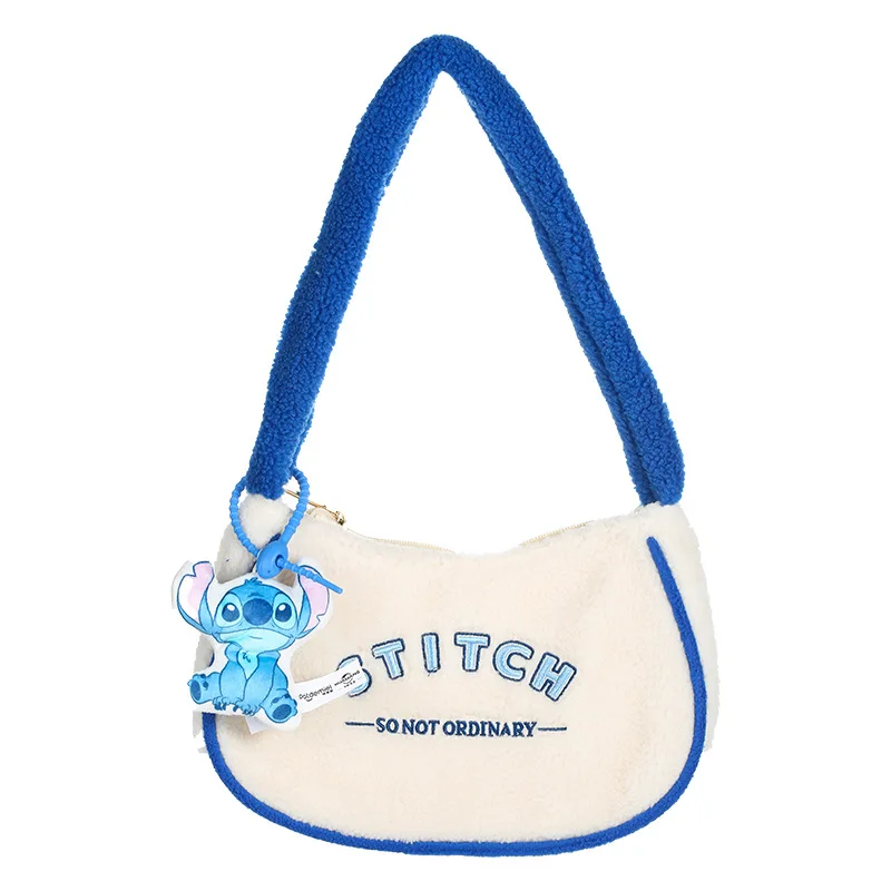 

MINISO Disney Series Cute Stitch Corduroy Tote Bag Casual Hundred Students Large Capacity Handbag Zipper Shoulder Large Bag