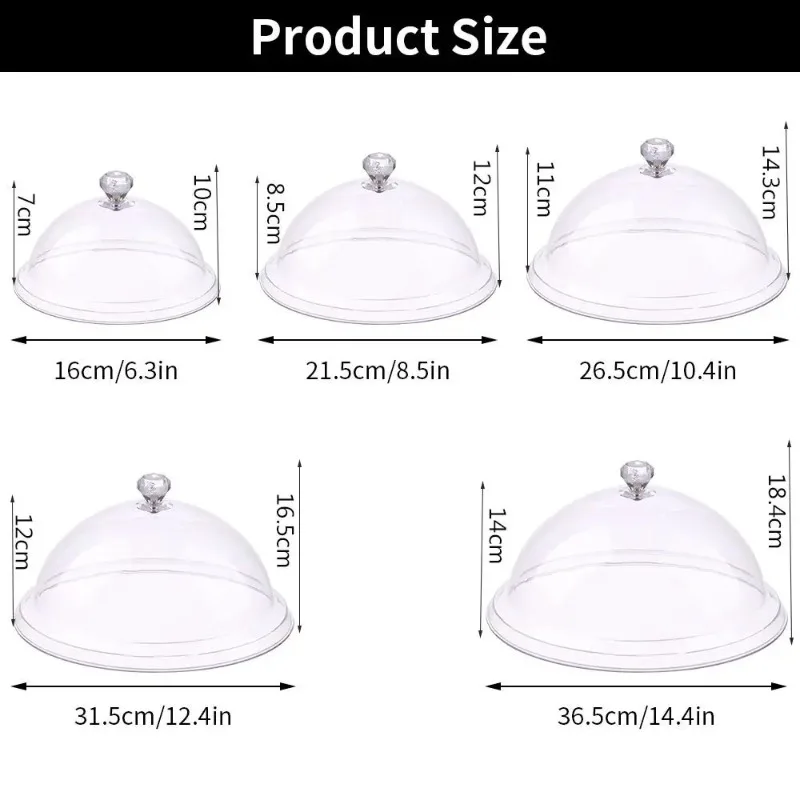 1PCS Round Dish Cover Cake Plate Bread Fruit Display Holder Acrylic Tempered Food Cover Dust Party Decoration