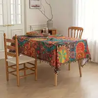 1pc Waterproof Table Cloth Colored Tassel Dustproof Tablecloth for  Party Outdoor Picnic 2