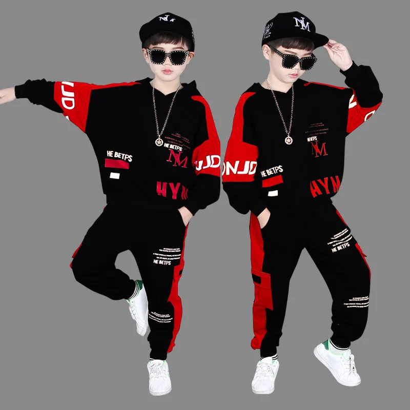 

Boys' Clothes Sets Sweatshirts +Pants Cotton 2PCS/Set 2023 Hooded Spring Autumn Teenagers Suit Children Clothing