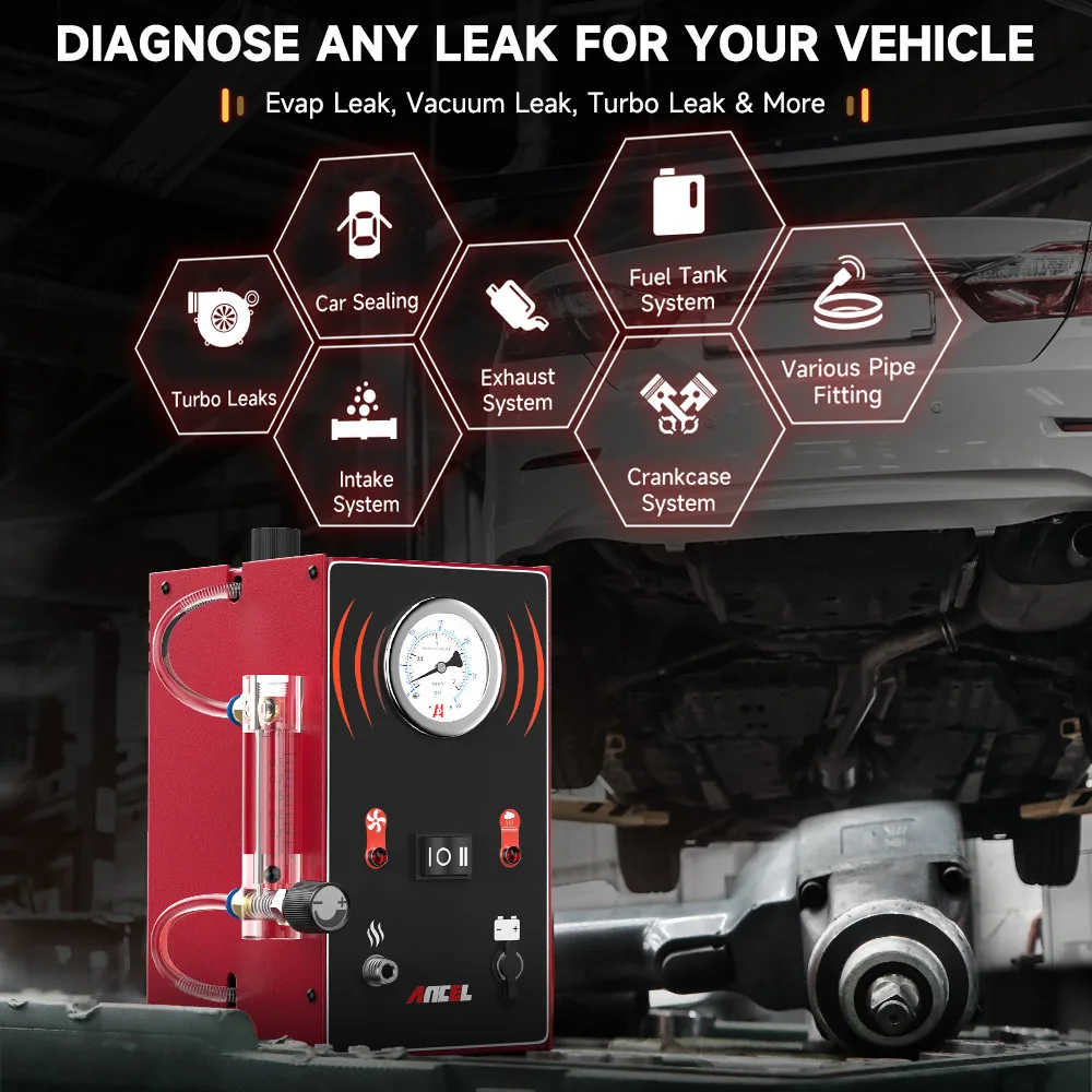 ANCEL S300 Car Smoke Leak Detector Turbo 12V with Pump EVAP Leakage Locator Oil Smoke Pipe Generator Diagnostic Tool 2