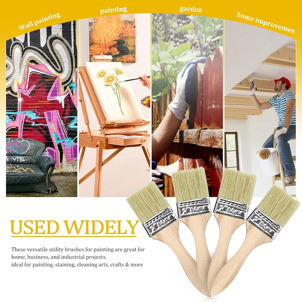 5Pcs Paint Brush Set Furniture Handle Wall Painting Soft Hair Wooden Handle