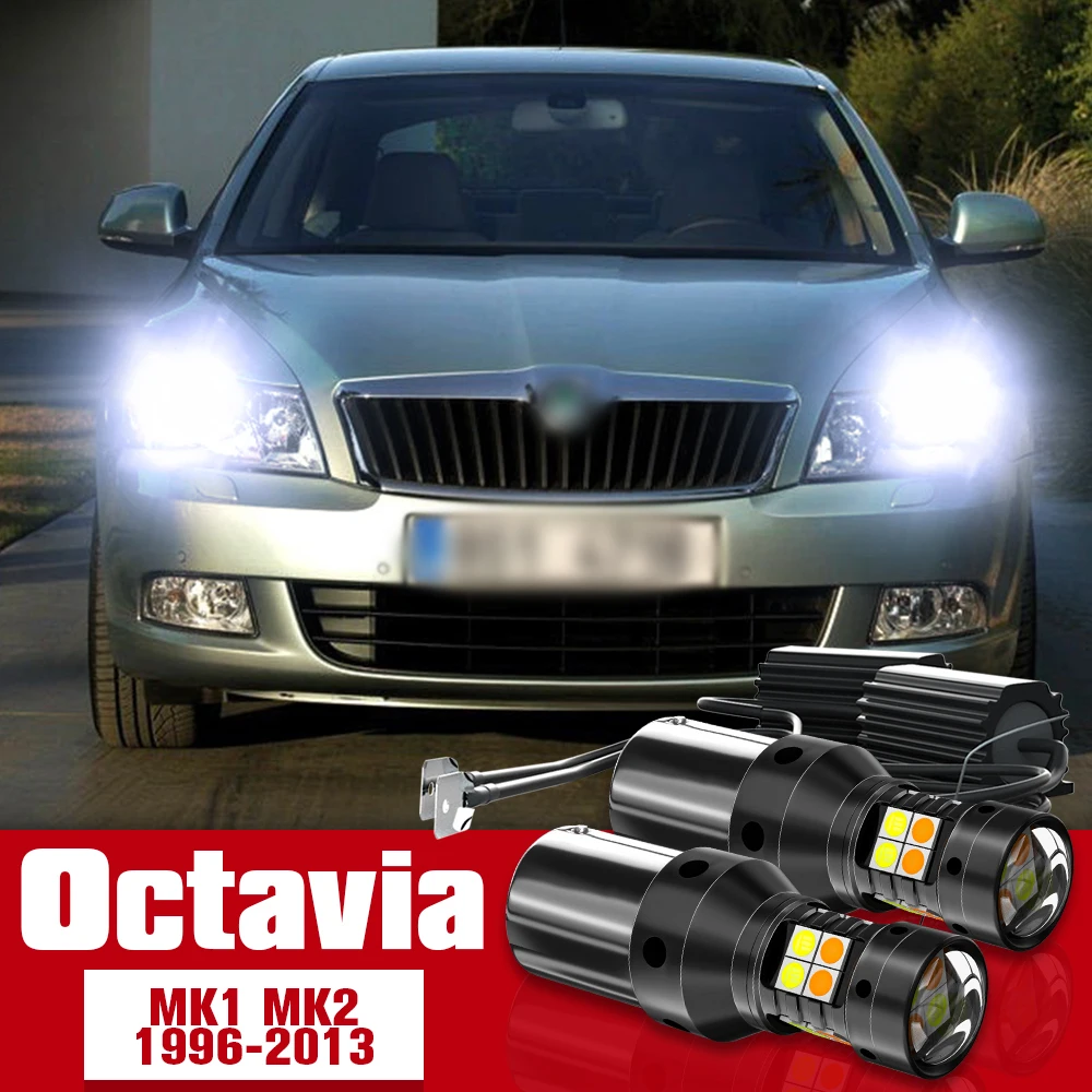 

2pcs LED Accessories Dual Mode Turn Signal+Daytime Running Light DRL For Skoda Octavia 1 2 MK1 MK2 1996-2013 2004 2005 2011 2012