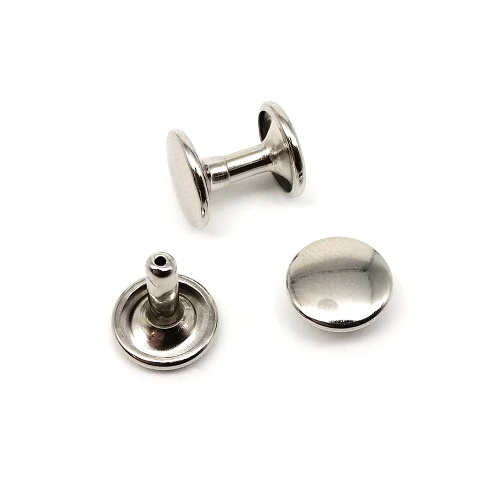 Premium Metal Double Cap Round Rivet Stud Set for Leather Crafting and Accessories – 100 Sets of 6/8/10mm Rivets