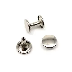Premium Metal Double Cap Round Rivet Stud Set for Leather Crafting and Accessories - 100 Sets of 6/8/10mm Rivets (Silver)