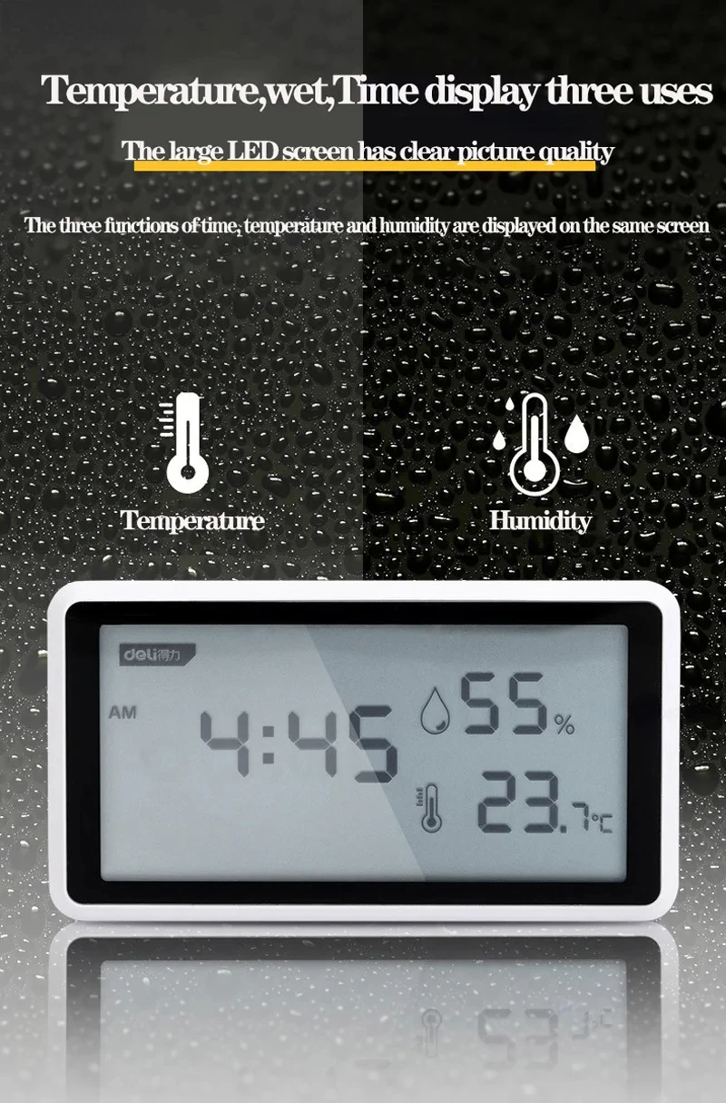 Xiaomi Electronic Thermometer Hygrometer Weather Station with Table Clock Function description image 2