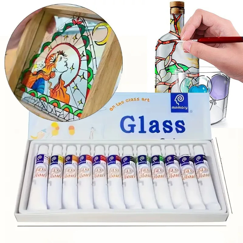 12 color 12ml glass painting pigment hand drawn DIY glass creative decoration painting pigment - 2